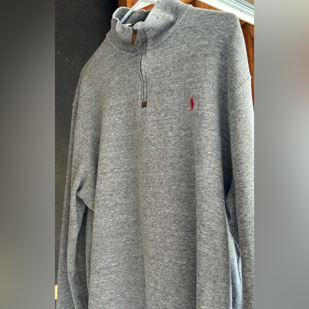 Ralph Lauren Men's Gray 1/4 Zip-Up POLO Sweater -XL